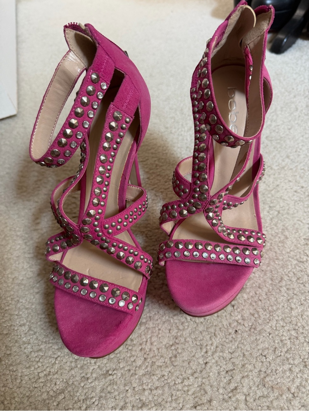 Steve Madden Hot Pink Studded Strappy High Heel Sandals